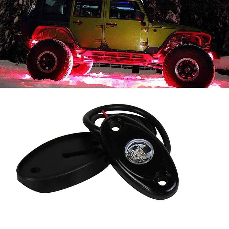 OVOVS 9W 2 inch Aluminum LED Rock Light with Multiple Color Under Light Flashing, Music Mode for Underglow Off Road Trucks