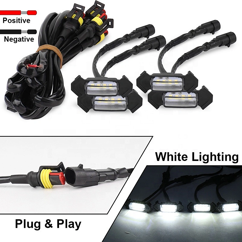 OVOVS 4PCS White LED Grille Lights With Fuse Adapter Fit for TACOMA TRD Grille 2016 2017 2018