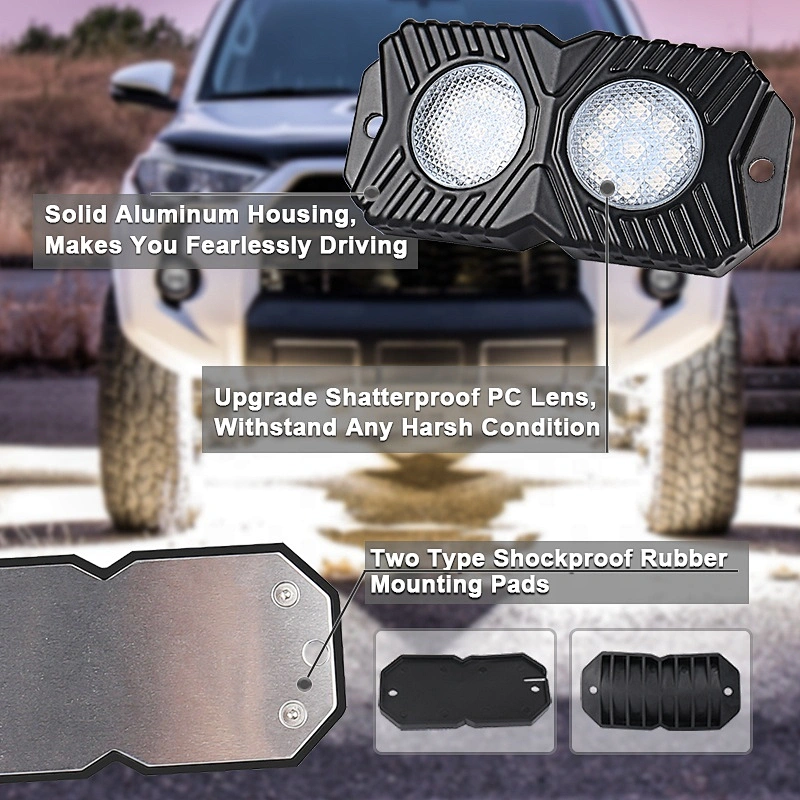 OVOVS New LED 12V Rock LED Light Multi-Color Optional for 4x4 Truck Cars ATV 18W LED Rock Light
