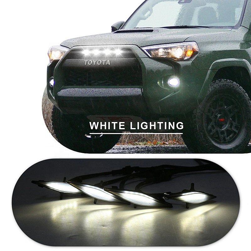OVOVS 4-Pack Smoked Led Grille Light Kits with Fuse Wiring Harness for Toyota 4Runner TRD Pro Grille