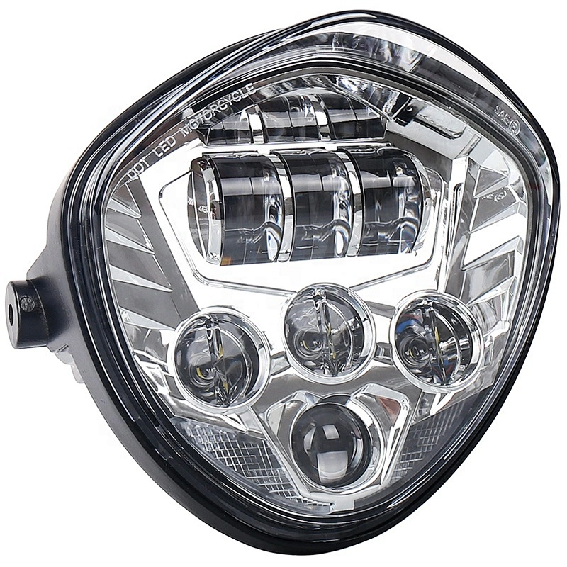 OVOVS 12v Chrome/Black Motorcycle Project Led Headlight with DRL Headlamp for Honda Harley Universal Motorcycle