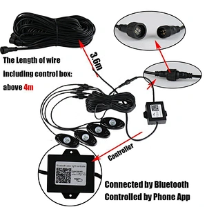 OVOVS 4 6 8 12 Pods LED Waterproof Rock Light RGB Multicolor APP Bluetooth Control Car Underbody RGB Led Rock Light