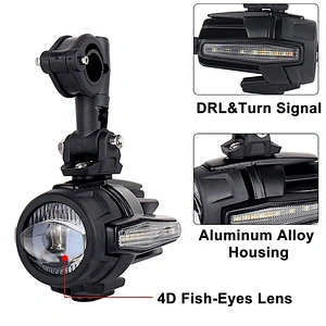 OVOVS Upgraded 40W Motorcycle Auxiliary Lights with Harness Yellow Cover Strobe auxiliary fog Lights