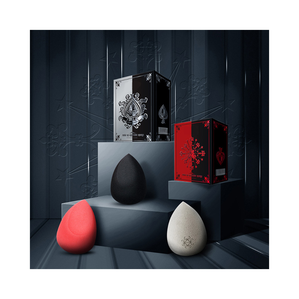Custom logo black makeup sponge set latex free cosmetic puff blender beauty sponge make up