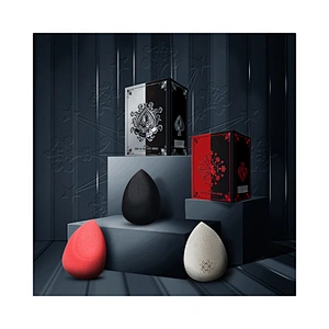 Custom logo black makeup sponge set latex free cosmetic puff blender beauty sponge make up