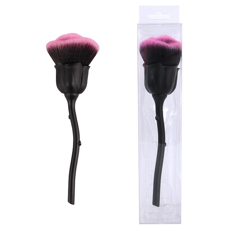 Powder blush brush rose shape single makeup brush private logo makeup brush