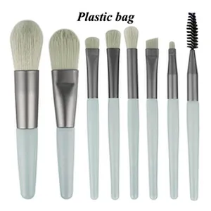 Wholesale no logo wood handle soft Fiber hair make up tools makeup brush set