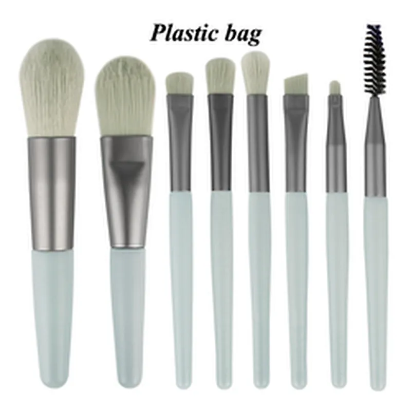 Wholesale no logo wood handle soft Fiber hair make up tools makeup brush set