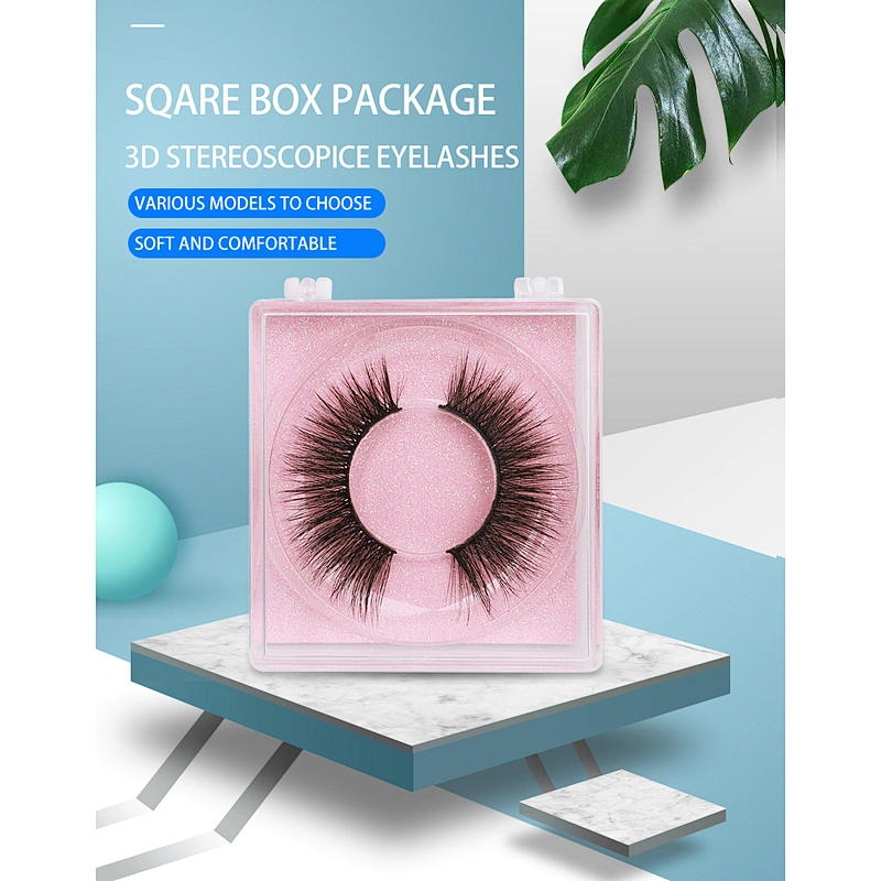 False eyelashes square box oem custom false eyelashes natural handmade faux mink false eyelashes