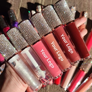 Hottest clear lip gloss private label custom with rhinestone lipgloss