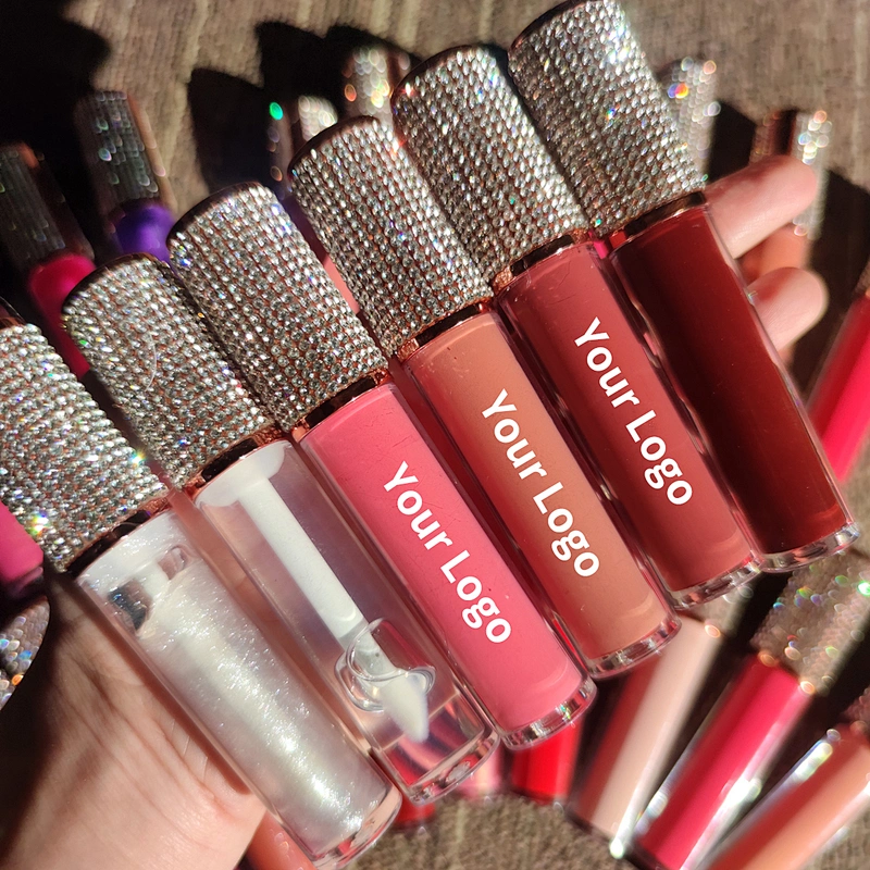 Hottest clear lip gloss private label custom with rhinestone lipgloss