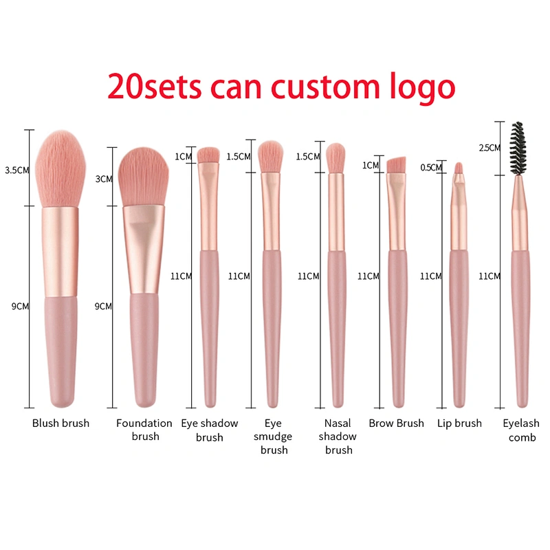 Amazon hot Factory price 8ps vagan private label custom logo brushes makeup brush set