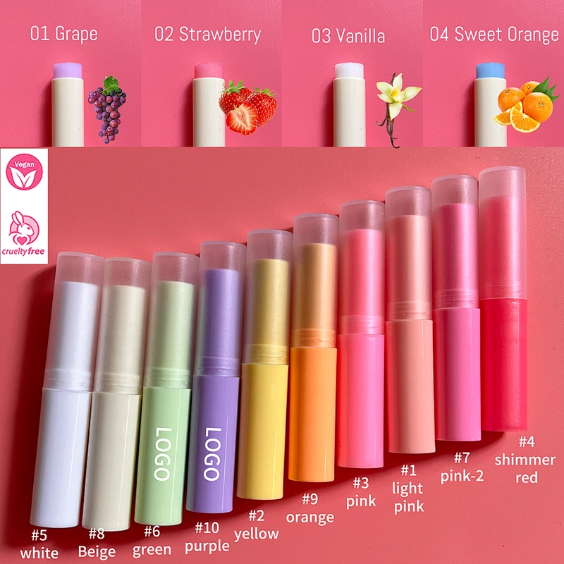 Private label customize logo vegan lip balm moisturizing pink lip balm