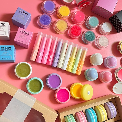Private label customize logo vegan lip balm moisturizing pink lip balm