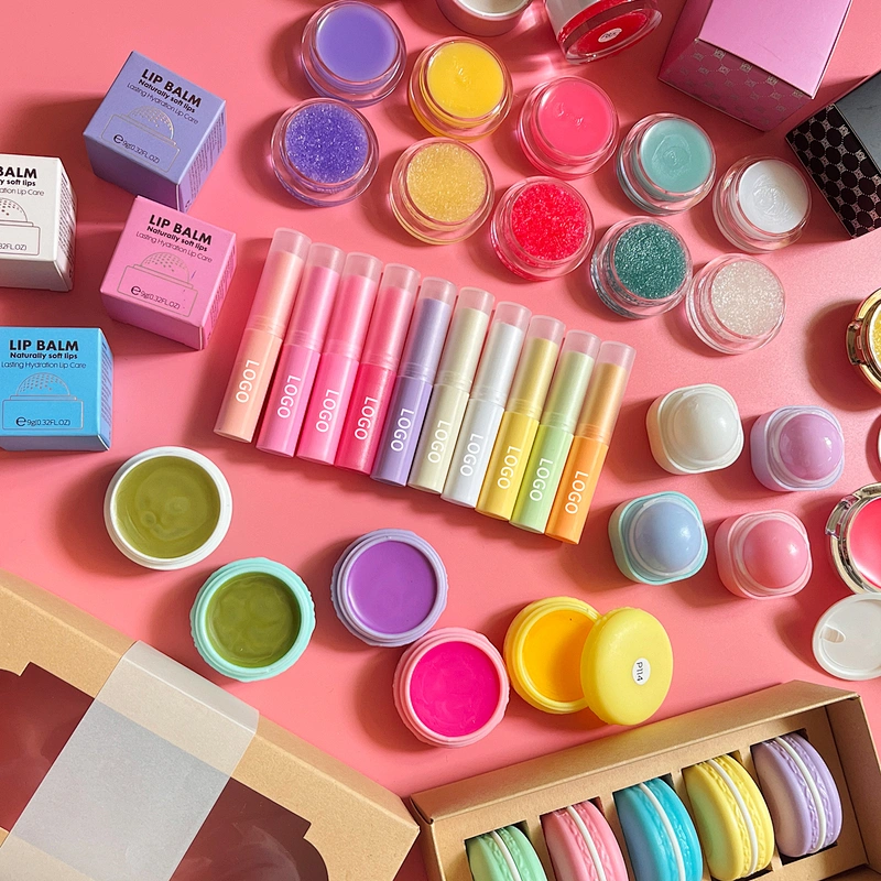 Private label customize logo vegan lip balm moisturizing pink lip balm