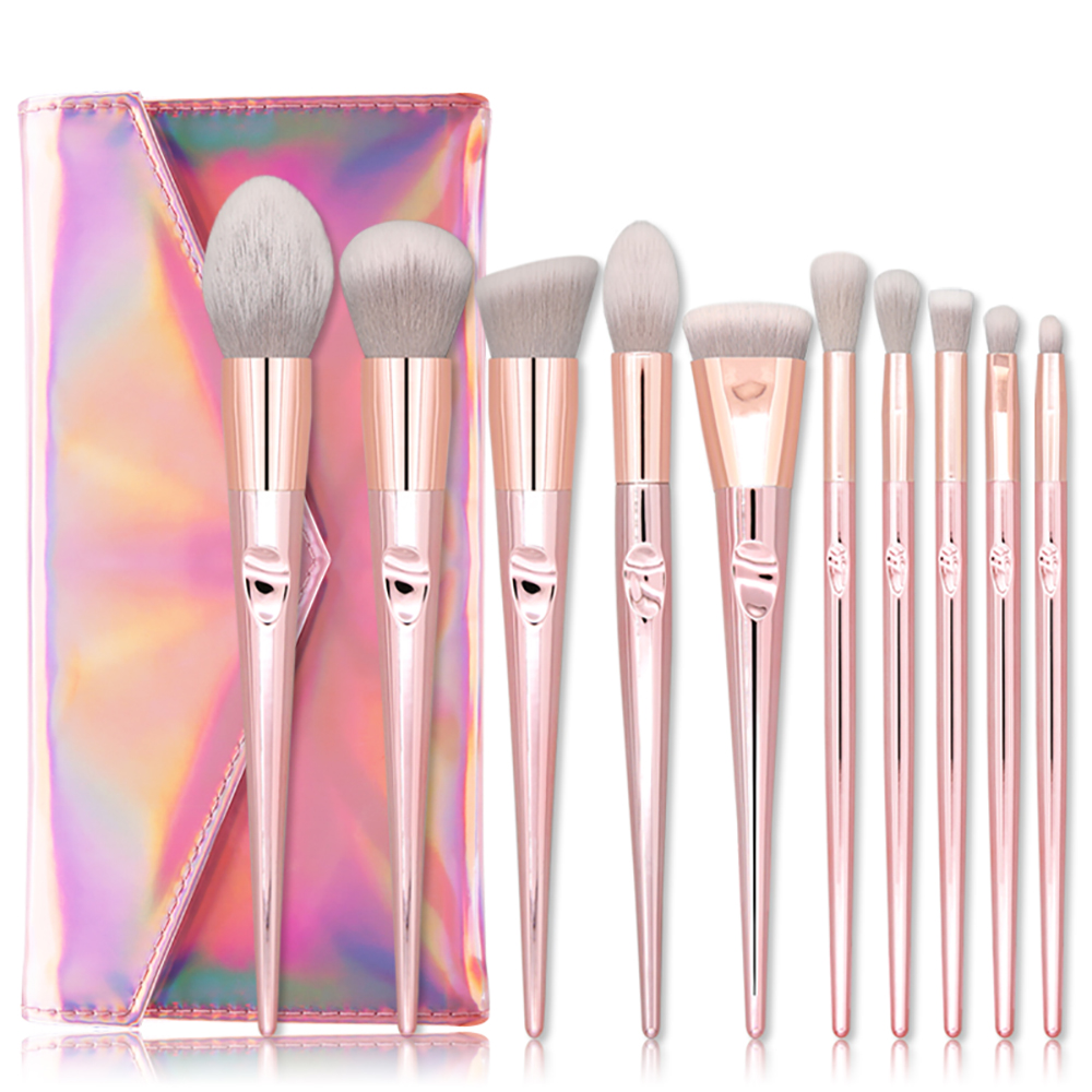 Free sample wholesale private logo fashion bling cosmetic rose gold custom makeup brushes set