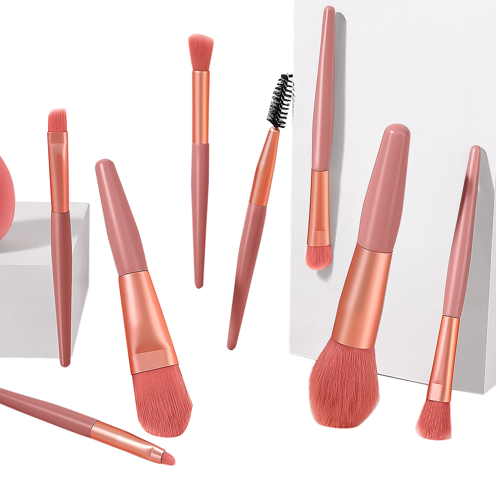Professional Vegan Soft hair silicone 8pcs Makeup Brush Set Private Label brush make up