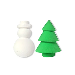 Christmas Beauty Sponge Tree Snowman Makeup Cosmetics Blender Holiday Gift Set