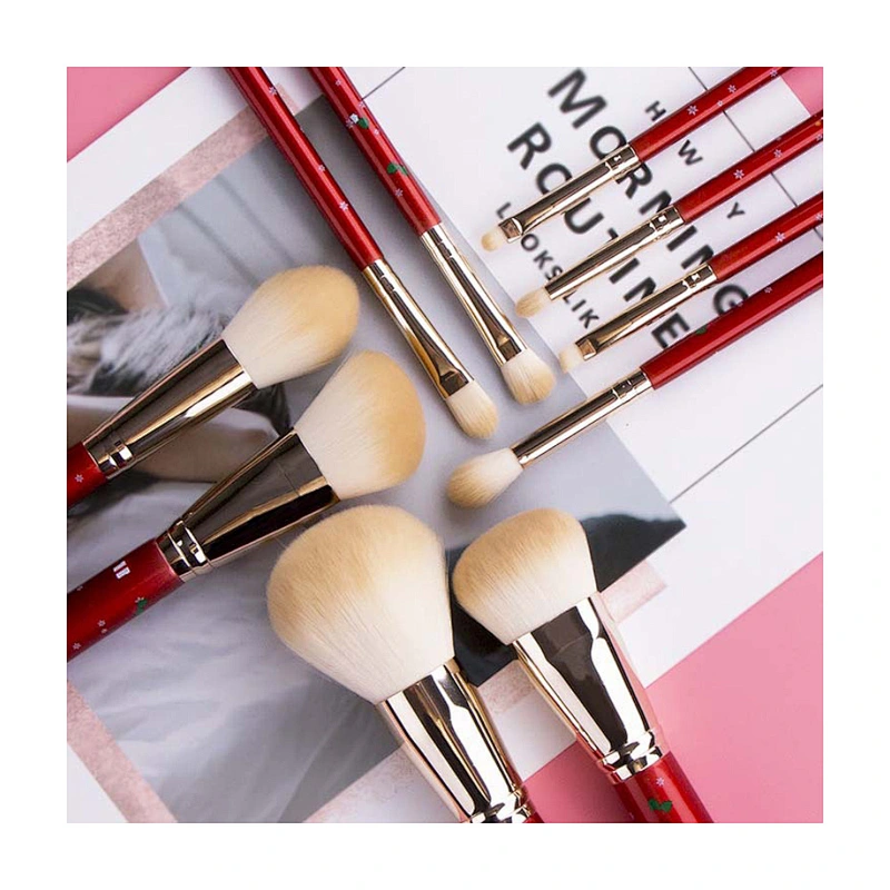 Christmas Red Hair Vegan Private label Makeup Brush Set Professional