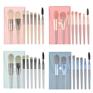 Professional Vegan Soft hair silicone 8pcs Makeup Brush Set Private Label brush make up
