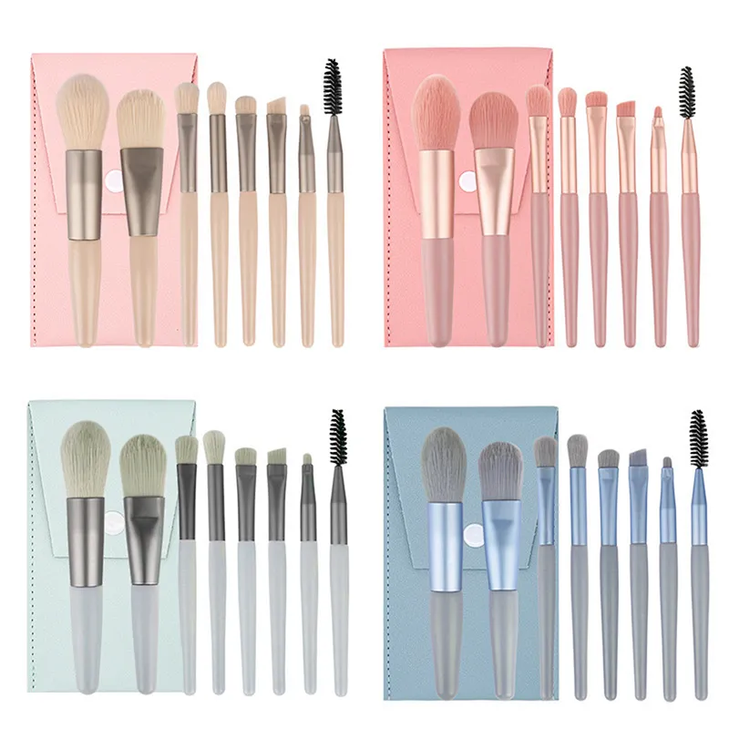 Professional Vegan Soft hair silicone 8pcs Makeup Brush Set Private Label brush make up