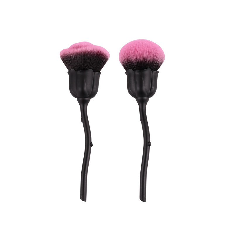 wholesale good quality customized vegan brush black rose flower blush powder single makeup brush