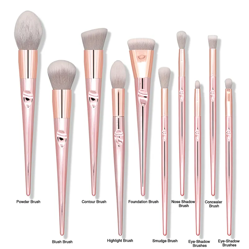 Factory price 10pcs Vegan rose gold Professional Logo Custom Makeup Brush Set Private Label