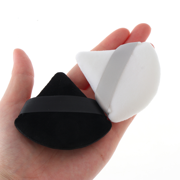 2022 Amazon Supply Beauty Custom Remover Foam Triangle Cosmetic Makeup Black Cotton Sponge Powder Puff Set With Logo