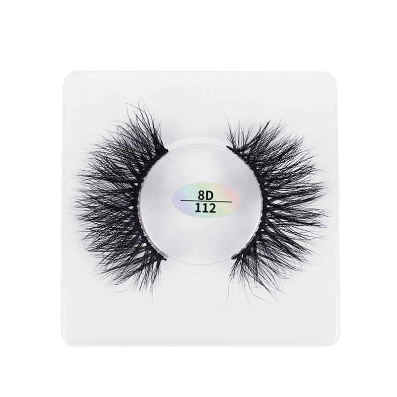 Wholesale 8D mink hair false eyelashes square  box slender thick eyelashes flat mink false eyelashes