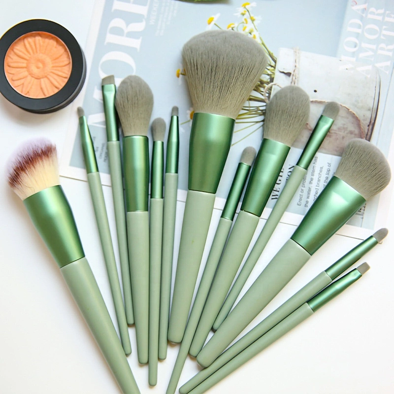 Hot Wood Premium handle 13pcs Vegan Makeup Brush Set Private Label cosmetic brushes