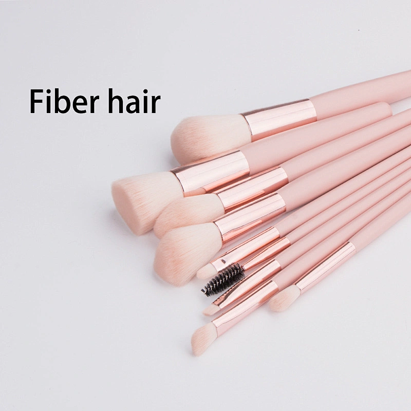 9pcs pink makeup brush set with PU bag private label make up tool custom makeup brushes