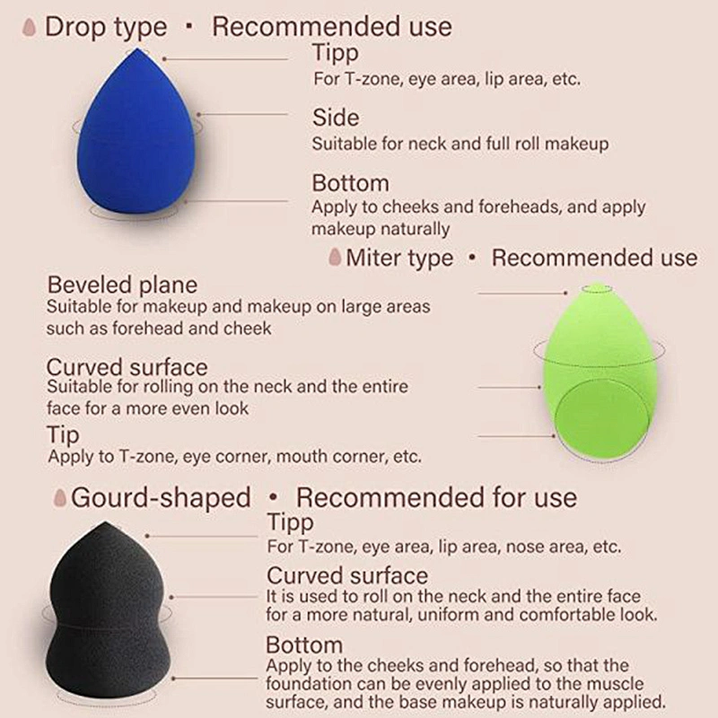 Sponge Puff Set Makeup sponge Cosmetic Blender Bag Custom  Oem Customized Pvc Box makeup sponge set