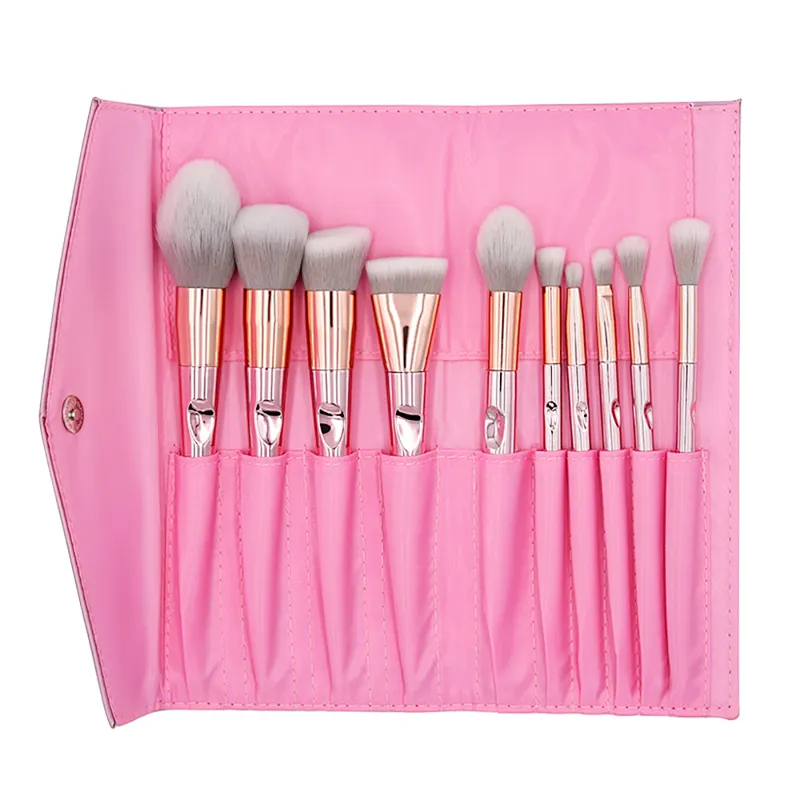 Free sample wholesale private logo fashion bling cosmetic rose gold custom makeup brushes set