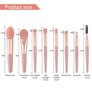 Popular Makeup Tool 8pcs Wood Handle eyeshadow brushes makeup brush set with bag