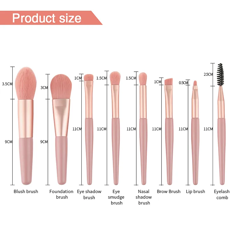 Popular Makeup Tool 8pcs Wood Handle eyeshadow brushes makeup brush set with bag