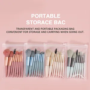 Wholesale no logo wood handle soft Fiber hair make up tools makeup brush set