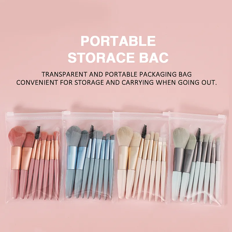 Wholesale no logo wood handle soft Fiber hair make up tools makeup brush set