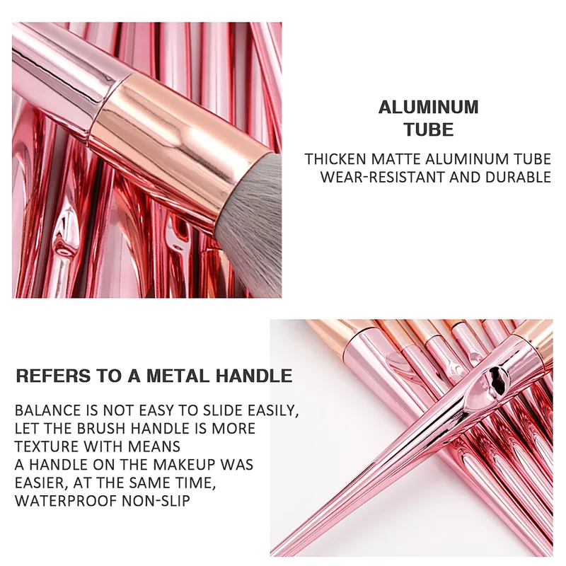 Factory price 10pcs Vegan rose gold Professional Logo Custom Makeup Brush Set Private Label