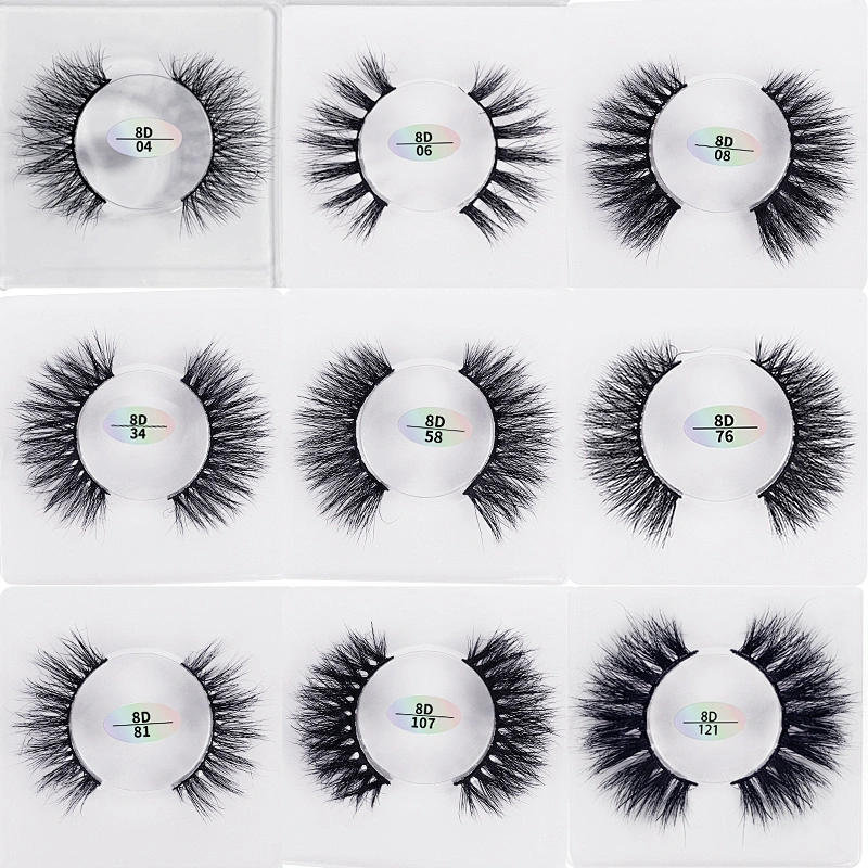 8D mink hair false eyelashes square  box slender thick eyelashes best seller mink false eyelashes