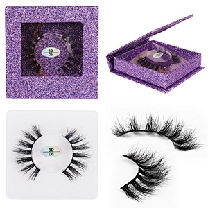 Wholesale 8D mink hair false eyelashes square  box slender thick eyelashes flat mink false eyelashes