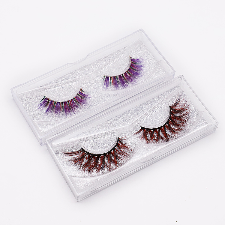 Factory price false eyelashes soft color cos eyelashes 9D dazzle colorful mink false eyelashes