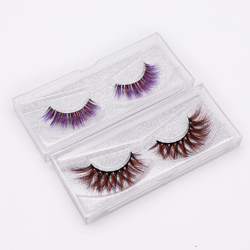 Factory price false eyelashes soft color cos eyelashes 9D dazzle colorful mink false eyelashes