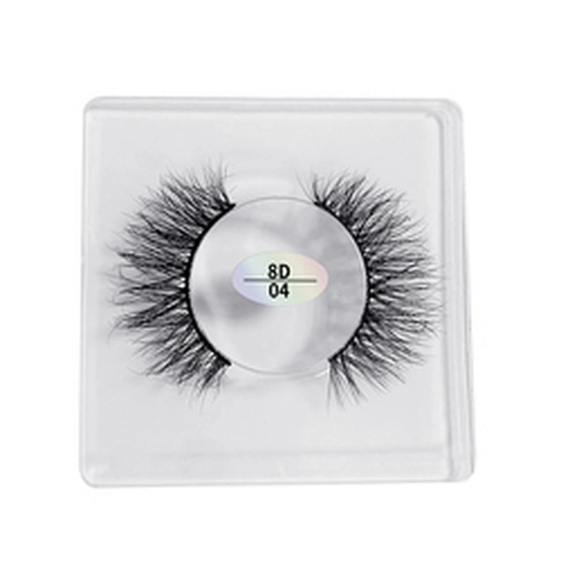 Wholesale 8D mink hair false eyelashes square  box slender thick eyelashes flat mink false eyelashes
