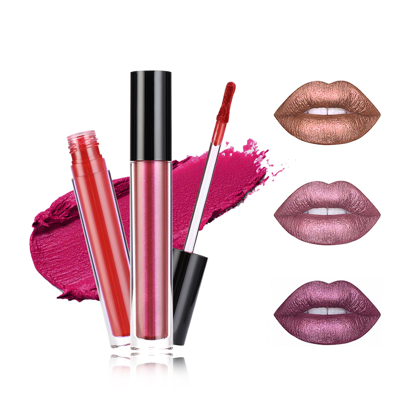 No brand cosmetic private label vegan high pigment glossy shiny customized your own label  12 colors glitter lipgloss