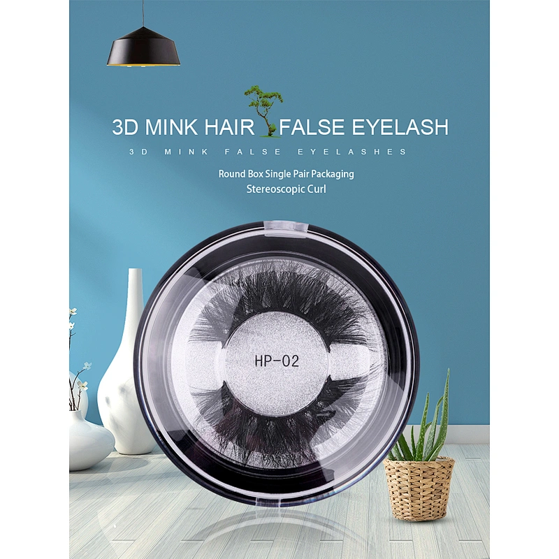 Wholse price 3D mink false eyelashes round box packaging thick exaggerated false eyelashes