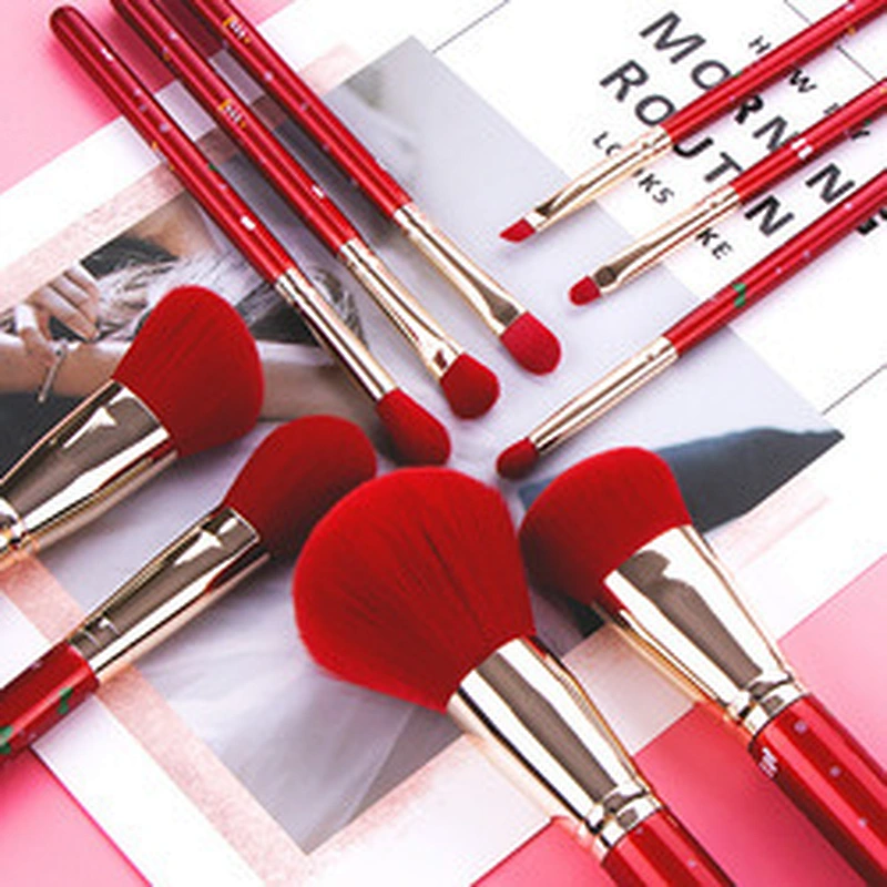 Christmas Red Hair Vegan Private label Makeup Brush Set Professional