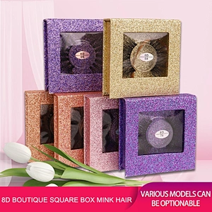 8D mink hair false eyelashes square  box slender thick eyelashes best seller mink false eyelashes