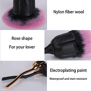 wholesale good quality customized vegan brush black rose flower blush powder single makeup brush