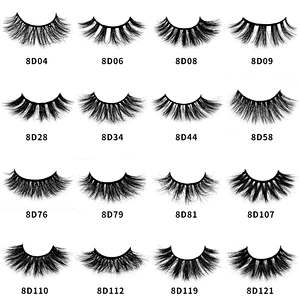 8D mink hair false eyelashes square  box slender thick eyelashes best seller mink false eyelashes