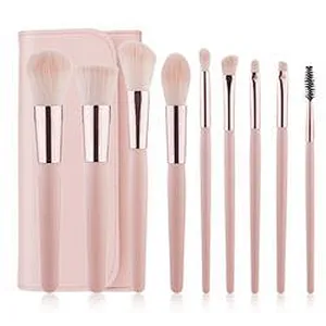 9pcs pink makeup brush set with PU bag private label make up tool custom makeup brushes